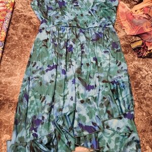 Nwot Blue and Green Floral Spaghetti Strap Dress